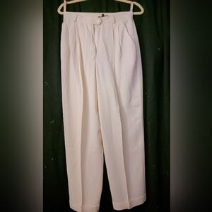 Vintage Ralph Lauren Cream High-Waist Pleated Trousers/ Slacks